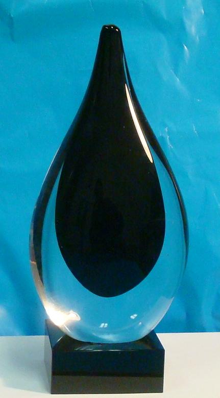 Black droplet Art Glass